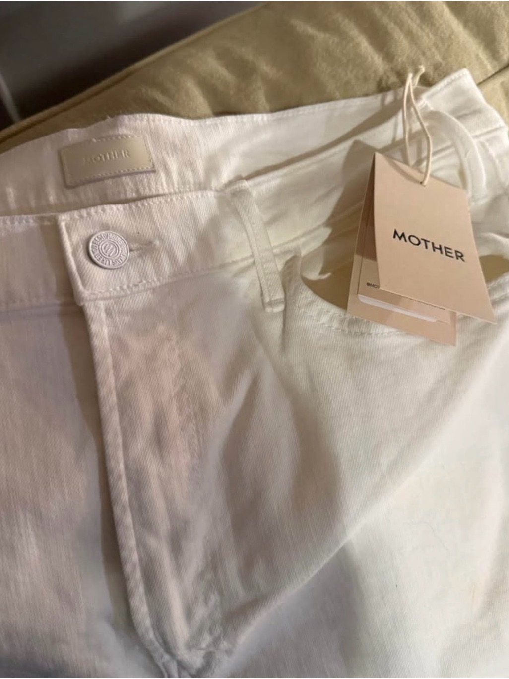 Mother High-Rise White Denim Jeans